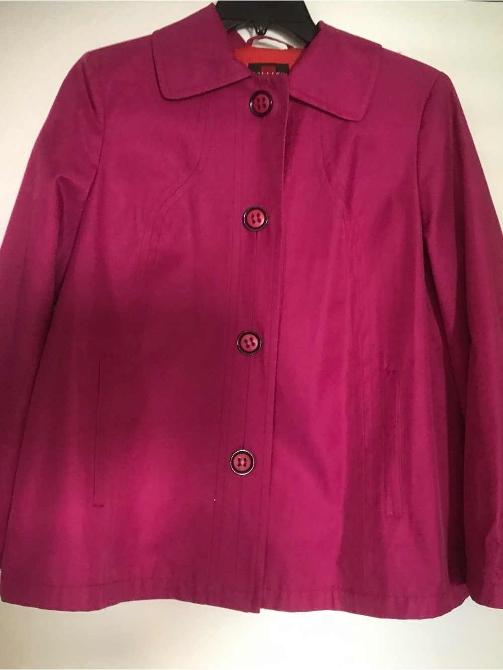 Gallery Women's Fuchsia Single-Breasted Trench Coat